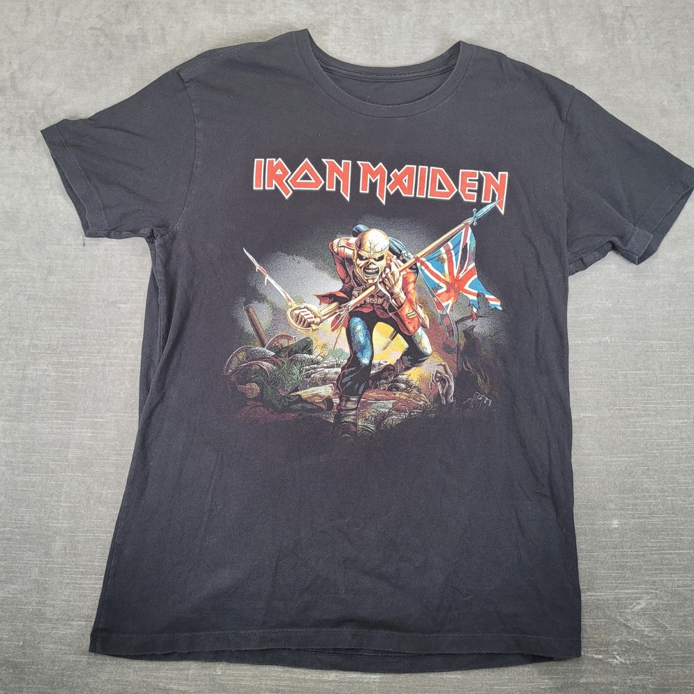Iron Maiden The Trooper Graphic T-Shirt Mens Black Short Sleeve Rock Band Tee